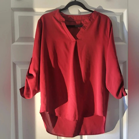 Tops - Red, 3/4 Length Button Sleeves, No Brand,  NWOT in bag